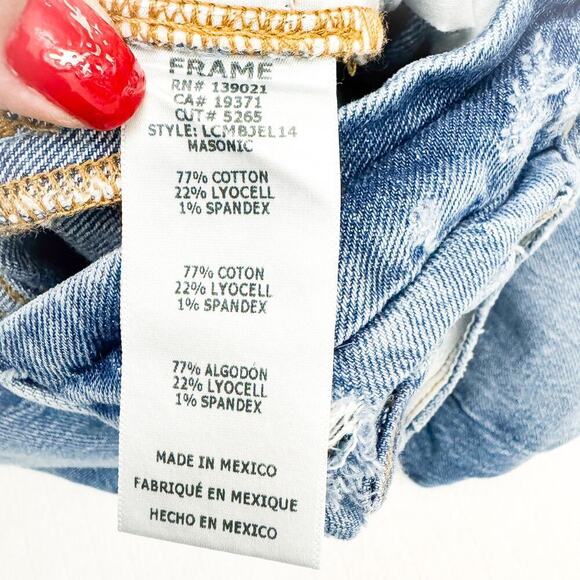 Frame Le Crop Mini Boot Ripped Raw Hem Denim Jeans Masonic Size 26 - Picture 7 of 8
